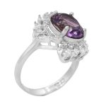 انگشتر آمیتیست نقره زنانه طرح نهال