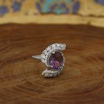 انگشتر آمیتیست نقره زنانه طرح نهال - Image 3