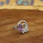 انگشتر آمیتیست نقره زنانه طرح فروغ - Image 3