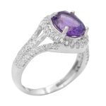 انگشتر آمیتیست نقره زنانه طرح لادن