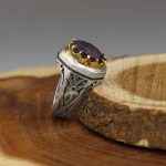 انگشتر آمیتیست نقره مردانه دست ساز طرح آذرخش - Image 2