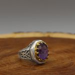 انگشتر آمیتیست نقره مردانه دست ساز طرح آذرخش - Image 3