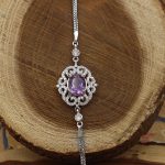 دستبند آمیتیست الماس تراش نقره زنانه طرح نورا - Image 2