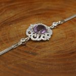 دستبند آمیتیست الماس تراش نقره زنانه طرح نورا - Image 3