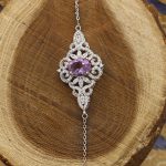 دستبند آمیتیست الماس تراش نقره زنانه طرح هانیه - Image 3