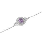 دستبند آمیتیست الماس تراش نقره زنانه طرح نسیم