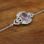 دستبند آمیتیست الماس تراش نقره زنانه طرح نسیم - Image 2