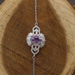 دستبند آمیتیست الماس تراش نقره زنانه طرح نسیم - Image 3