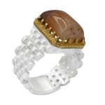 انگشتر عقیق سلیمانی نقره مردانه طرح شعیب