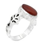 انگشتر عقیق سرخ یمنی نقره دست ساز مردانه طرح جابر +حرز امام جواد(ع)