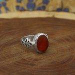 انگشتر عقیق سرخ یمنی نقره دست ساز مردانه طرح جابر +حرز امام جواد(ع) - Image 2