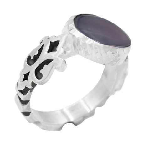 انگشتر عقیق کبود یمنی نقره مردانه دست ساز طرح هادی + حرز امام جواد (ع)