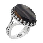 انگشتر عقیق سلیمانی نقره مردانه طرح سام