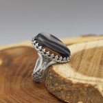 انگشتر عقیق سلیمانی نقره مردانه طرح سام - Image 2