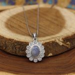 گردنبند عقیق کبود یمنی نقره زنانه طرح آذر - Image 2