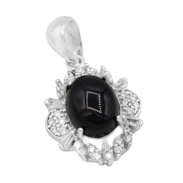 4-3-608 black-agate-shima-necklace(1) گردنبند عقیق سیاه زنانه نقره