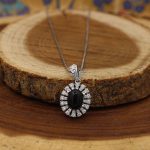 گردنبند عقیق مشکی نقره زنانه طرح شیما - Image 2