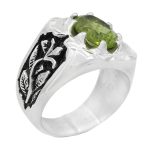 انگشتر زبرجد الماس تراش نقره مردانه دست ساز طرح بهنام