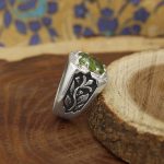 انگشتر زبرجد الماس تراش نقره مردانه دست ساز طرح بهنام - Image 2