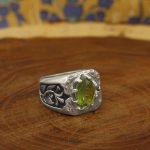 انگشتر زبرجد الماس تراش نقره مردانه دست ساز طرح بهنام - Image 3