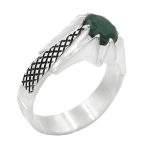 انگشتر زمرد الماس تراش نقره مردانه دست ساز طرح داریوش