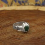 انگشتر زمرد الماس تراش نقره مردانه دست ساز طرح داریوش - Image 3