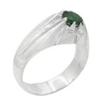 انگشتر زمرد الماس تراش نقره مردانه دست ساز طرح عطا