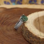 انگشتر زمرد الماس تراش نقره زنانه طرح آرزو - Image 2