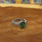 انگشتر زمرد الماس تراش نقره زنانه طرح آرزو - Image 3