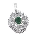 گردنبند زمرد زامبیا الماس تراش نقره زنانه طرح پوران