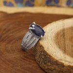 انگشتر یاقوت کبود الماس تراش نقره زنانه طرح آنجلینا - Image 2