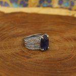 انگشتر یاقوت کبود الماس تراش نقره زنانه طرح آنجلینا - Image 3