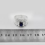 انگشتر یاقوت کبود الماس تراش نقره مردانه دست ساز طرح کامران - Image 5