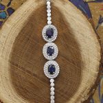 دستبند یاقوت کبود الماس تراش نقره زنانه طرح آنسه - Image 2