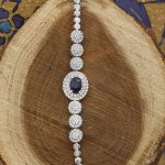 دستبند یاقوت کبود الماس تراش نقره زنانه طرح لاله - Image 2