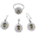 نیم ست الکساندریت الماس تراش نقره زنانه طرح تی تی