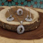 نیم ست الکساندریت الماس تراش نقره زنانه طرح تی تی - Image 3