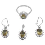 نیم ست الکساندریت الماس تراش نقره زنانه طرح غمناز