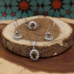 نیم ست الکساندریت الماس تراش نقره زنانه طرح غمناز - Image 4