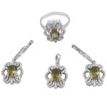 نیم ست الکساندریت الماس تراش نقره زنانه طرح رعنا