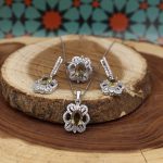 نیم ست الکساندریت الماس تراش نقره زنانه طرح رعنا - Image 3