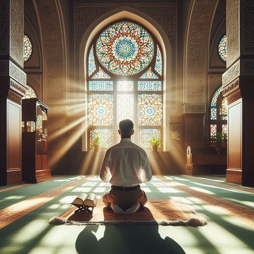 یک شخص در حال خواندن نماز نیابتی حرز امام جواد