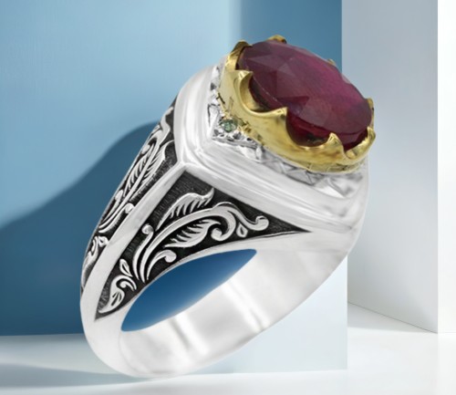 تمیز کردن انگشتر یاقوت مردانه