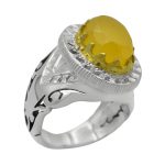 انگشتر شرف الشمس نقره مردانه دست ساز طرح هژبر + حکاکی