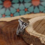 انگشتر حرز امام جواد (ع) نقره مردانه و زنانه طرح شش ضلعی آیت الکرسی 3 + تربت امام حسین (ع) - Image 3