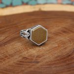 انگشتر حرز امام جواد (ع) نقره مردانه و زنانه طرح شش ضلعی کوثر + تربت امام حسین (ع) - Image 2