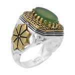 انگشتر یشم هندی نقره مردانه طرح نادر