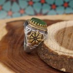 انگشتر یشم هندی نقره مردانه طرح نادر - Image 2