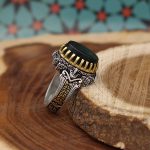 انگشتر یشم نقره مردانه طرح صابر - Image 2