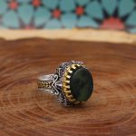 انگشتر یشم نقره مردانه طرح صابر - Image 3